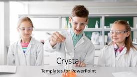  Presentation with science analytical chemistry - Presentation theme with chemistry and children concept - kids background and a light gray colored foreground