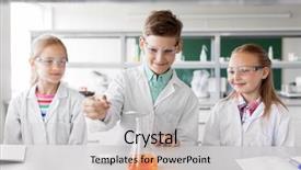  Presentation with science analytical chemistry - Theme with chemistry and children concept - kids background and a light gray colored foreground