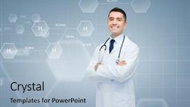  Presentation with chemistry formula - Presentation design enhanced with chemistry biology people and medicine background and a light blue colored foreground