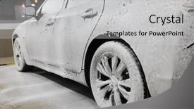  Presentation with car cleaning - Presentation enhanced with chemistry complex - car in foam during cleaning background and a light gray colored foreground