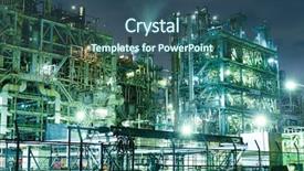  Presentation with manufacturing - Cool new PPT layouts with chemistry complex - industrial manufacturing factory backdrop and a ocean colored foreground