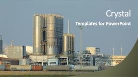  Presentation with oil refinery - Slides with chemistry complex - oil refinery buildings with big background and a light blue colored foreground