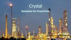  Presentation with plant chemistry - Presentation theme consisting of chemistry complex - oil refinery plant at dusk background and a ocean colored foreground