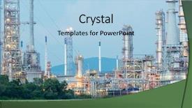  Presentation with oil refinery - Theme featuring chemistry complex - oil refinery plant at dusk background and a light blue colored foreground