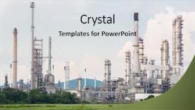  Presentation with oil refinery - Colorful PPT layouts enhanced with chemistry complex - oil refinery plant in filed backdrop and a light gray colored foreground