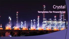  Presentation with oil refinery - Cool new slides with chemistry complex - panoramic view petrochemical oil refinery backdrop and a wine colored foreground