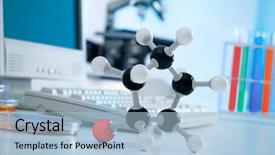  Presentation with test tubes - Cool new PPT theme with molecule model and test tubes backdrop and a light blue colored foreground