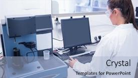  Presentation with computational biology - Cool new slides with computational biology - young scientist typing on his backdrop and a light blue colored foreground