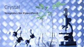  Presentation with laboratory equipment - Slide deck featuring chemistry equipment plants laboratory experimental background and a light blue colored foreground