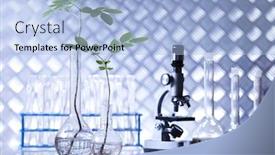 Presentation with laboratory equipment - Beautiful slide deck featuring chemistry equipment plants laboratory experimental backdrop and a light blue colored foreground
