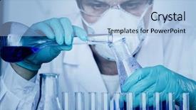 Presentation with research development - Slides with medical research development - chemistry experiments background and a light blue colored foreground