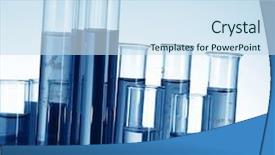  Presentation with blue gold - Beautiful PPT theme featuring chemistry gold - test tubes on blue background backdrop and a  colored foreground