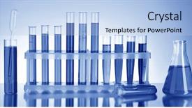  Presentation with blue gold - PPT layouts with chemistry gold - test tubes on blue background background and a  colored foreground