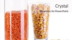  Presentation with tea leaves test tube - PPT layouts enhanced with chemistry gold - groats in test tube isolated background and a sky blue colored foreground