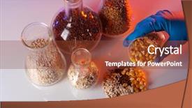  Presentation with tubes - Slides consisting of chemistry gold - groats in test tubes background and a tawny brown colored foreground