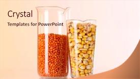  Presentation with laboratory blood test tubes - Audience pleasing theme consisting of chemistry gold - groats in test tubes backdrop and a lemonade colored foreground