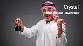  Presentation with oil - Presentation with chemistry hydrocarbon - arab with oil on gray background and a dark gray colored foreground