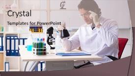  Presentation with chemist - Beautiful PPT theme featuring chemistry hydrocarbon - young handsome chemist working backdrop and a soft green colored foreground