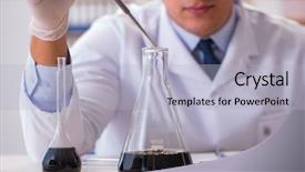  Presentation with laboratory physical - Presentation design featuring chemistry hydrocarbon - young lab assistan working background and a light blue colored foreground