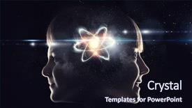  Presentation with school - Presentation design featuring chemistry icons - silhouette of school boy background and a wine colored foreground