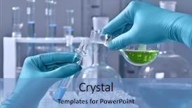  Presentation with laboratory chemical - Amazing slide deck having chemistry lab - chemical research scientist working backdrop and a light blue colored foreground