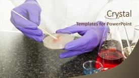  Presentation with blood - Slide set with chemistry lab - culturing human blood background and a sky blue colored foreground