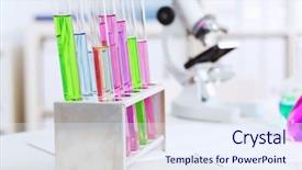  Presentation with glassware - Audience pleasing slide set consisting of chemistry-laboratory-glassware-with-colour backdrop and a sky blue colored foreground