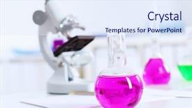 Presentation with glassware - Beautiful presentation theme featuring chemistry laboratory glassware with colour backdrop and a sky blue colored foreground