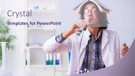  Presentation with chemistry - Presentation design consisting of chemistry lecturer during lecture in college background and a sky blue colored foreground