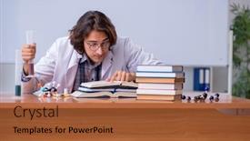  Presentation with chemistry - Colorful presentation design enhanced with chemistry lecturer during lecture in college backdrop and a red colored foreground