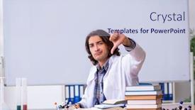  Presentation with chemistry - Colorful PPT theme enhanced with chemistry lecturer during lecture in college backdrop and a sky blue colored foreground