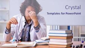  Presentation with chemistry - PPT theme featuring chemistry-lecturer-during-lecture background and a sky blue colored foreground