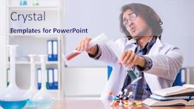  Presentation with chemistry - Theme with chemistry-lecturer-during-lecture background and a sky blue colored foreground