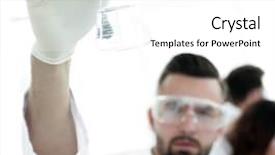  Presentation with drug development petri - Amazing PPT layouts having chemistry matter - biochemist with flask petri sitting backdrop and a  colored foreground