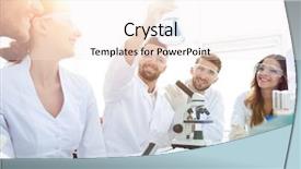  Presentation with biochemistry - PPT layouts featuring chemistry matter - group of young workers are background and a  colored foreground