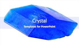 Presentation with blue crystal - PPT theme with chemistry minerals - cupric sulfate blue mono-crystal isolated background and a cobalt blue colored foreground