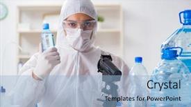  Presentation with testing - Amazing slides having chemistry minerals - lab assistant testing water quality backdrop and a  colored foreground