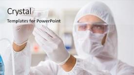  Presentation with water quality parameters - Colorful presentation theme enhanced with chemistry minerals - lab assistant testing water quality backdrop and a white colored foreground