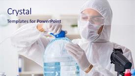  Presentation with testing - Amazing slide deck having chemistry minerals - lab assistant testing water quality backdrop and a  colored foreground