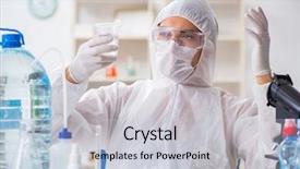  Presentation with water quality parameters - PPT theme consisting of chemistry minerals - lab assistant testing water quality background and a light gray colored foreground