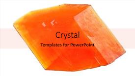  Presentation with crystal - Beautiful presentation theme featuring chemistry minerals - orange mono-crystal isolated on white backdrop and a  colored foreground