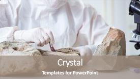  Presentation with lab - Colorful PPT theme enhanced with chemistry minerals - scientist looking and stone samples backdrop and a gray colored foreground