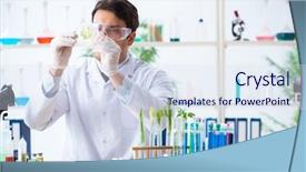  Presentation with lab - Colorful PPT theme enhanced with pharmacy chemistry natural product - male biochemist working backdrop and a sky blue colored foreground