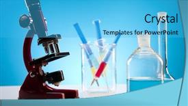  Presentation with chemistry nitrogen - Slides featuring chemistry nitrogen - laboratory flasks containing liquid color background and a cyan colored foreground