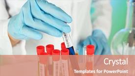  Presentation with test tubes - Slide deck featuring chemistry orange color - test tubes with colorful liquid background and a coral colored foreground