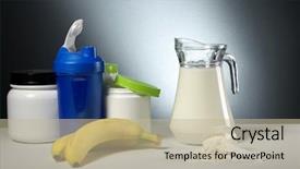  Presentation with supplement - Audience pleasing slide deck consisting of chemistry proteins - sport nutrition supplement containers backdrop and a mint green colored foreground