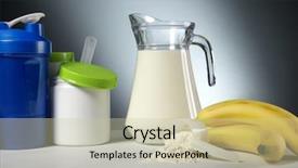  Presentation with supplement - Audience pleasing PPT theme consisting of chemistry proteins - sport nutrition supplement containers backdrop and a soft green colored foreground