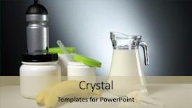  Presentation with supplement - Slide set featuring chemistry proteins - sport nutrition supplement containers background and a soft green colored foreground