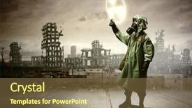  Presentation with radioactivity - Slide set having chemistry reactor - image of man in gas background and a  colored foreground