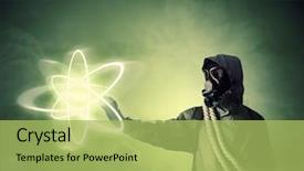  Presentation with atom - Beautiful presentation design featuring white fur rug and simple desk of modern scandinavian interior design 3d rendering backdrop and a light gray colored foreground